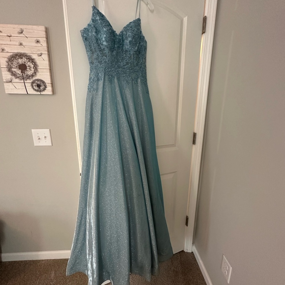 Elegant Blue Lace Gown